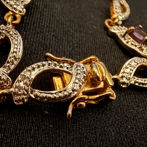 Amethyst Link Gold-Tone Tennis Bracelet PAJ BB China - Picture 5 of 10